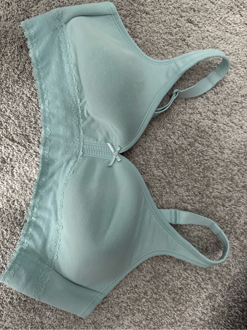 Cacique Mint Green Lace-Trim Wireless Bra